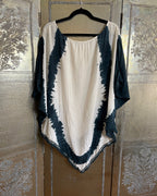 Gypsy 05 Teal White Tie Dye Poncho Kaftan photo 1