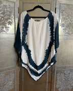Gypsy 05 Teal White Tie Dye Poncho Kaftan photo 2
