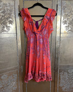 Hale Bob Coral Orange Beaded Bohemian Mini Dress Size S photo 1