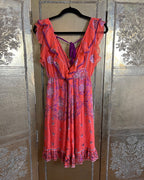 Hale Bob Coral Orange Beaded Bohemian Mini Dress Size S photo 2