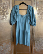 Hunter and Brown Blue Tiered Puff Sleeve Mini Dress photo 1