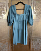 Hunter and Brown Blue Tiered Puff Sleeve Mini Dress photo 2