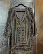Calypso St Barth Embroidered Tunic Dress Size Small; Gold Geometric Pattern