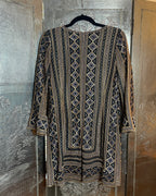 Calypso St Barth Embroidered Tunic Dress Size Small; Gold Geometric Pattern