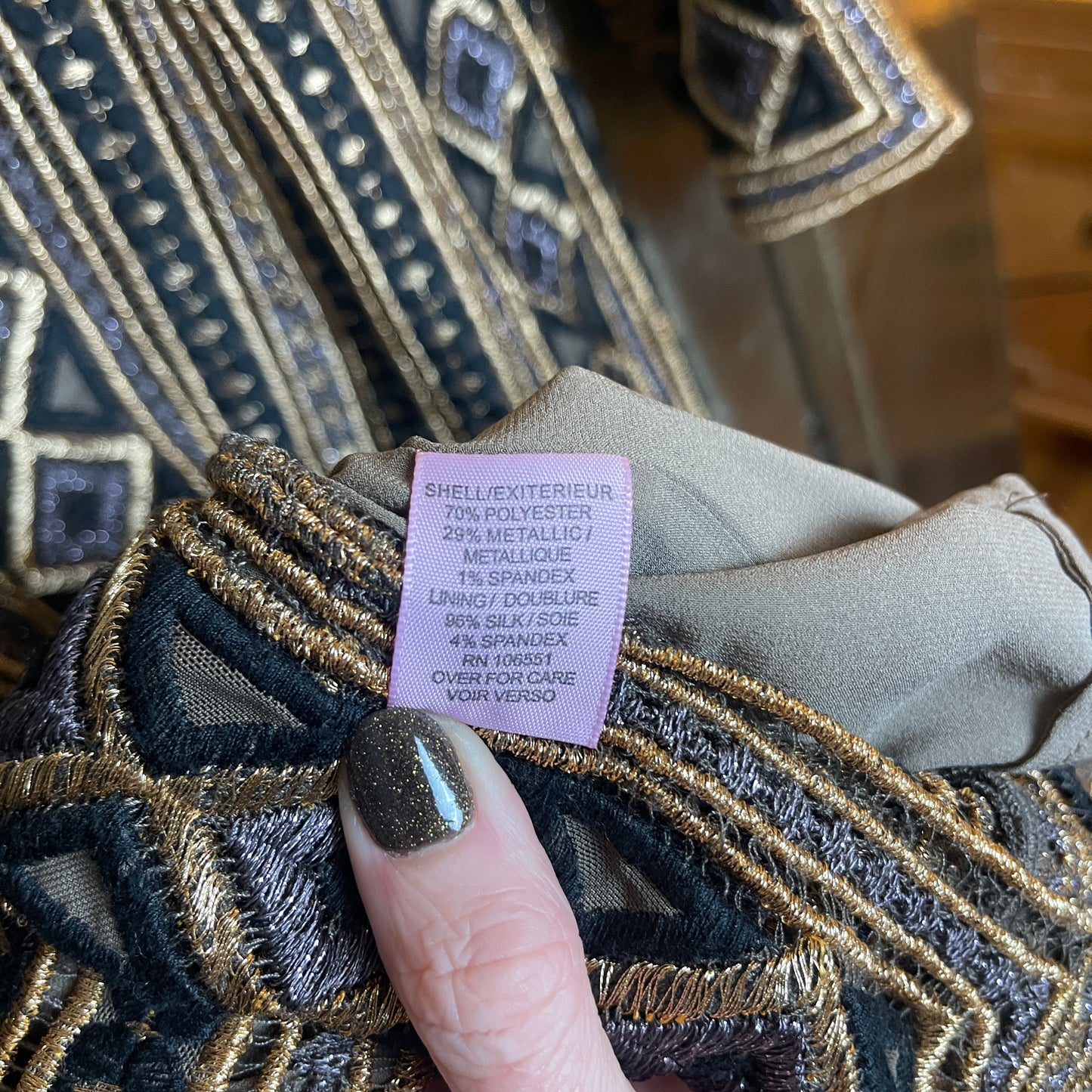 Calypso St Barth Embroidered Tunic Dress Size Small; Gold Geometric Pattern