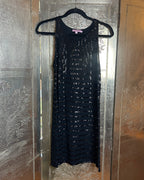 Calypso St Barth Black Sequined Sleeveless Knit Dress Art Deco Pattern Size Small