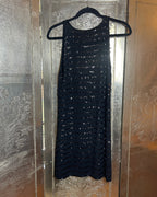 Calypso St Barth Black Sequined Sleeveless Knit Dress Art Deco Pattern Size Small
