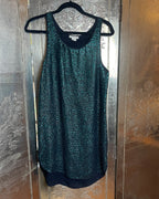 Renzo+Kai for Calypso St Barth sequined teal/black sleeveless cocktail shift dress dress Size Medium