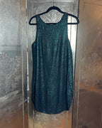 Renzo+Kai for Calypso St Barth sequined teal/black sleeveless cocktail shift dress dress Size Medium