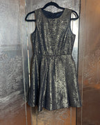 Zara Basic Gold & Black Metallic Pattern Sleeveless Cocktail Dress Size Medium