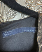 Zara Basic Gold & Black Metallic Pattern Sleeveless Cocktail Dress Size Medium