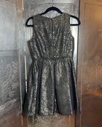 Zara Basic Gold & Black Metallic Pattern Sleeveless Cocktail Dress Size Medium