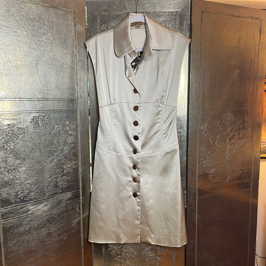 Anya Potorotskaya Sleeveless Vintage Silk Coat Dress Champagne Color All Season Size 6