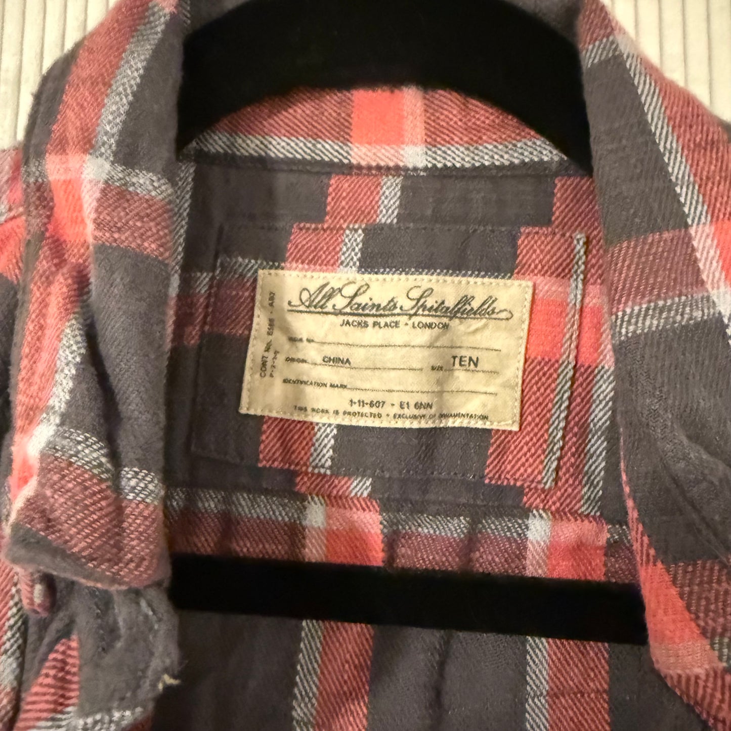 All Saints Spitalfields Flannel Sleeveless Button Down Size 10 European