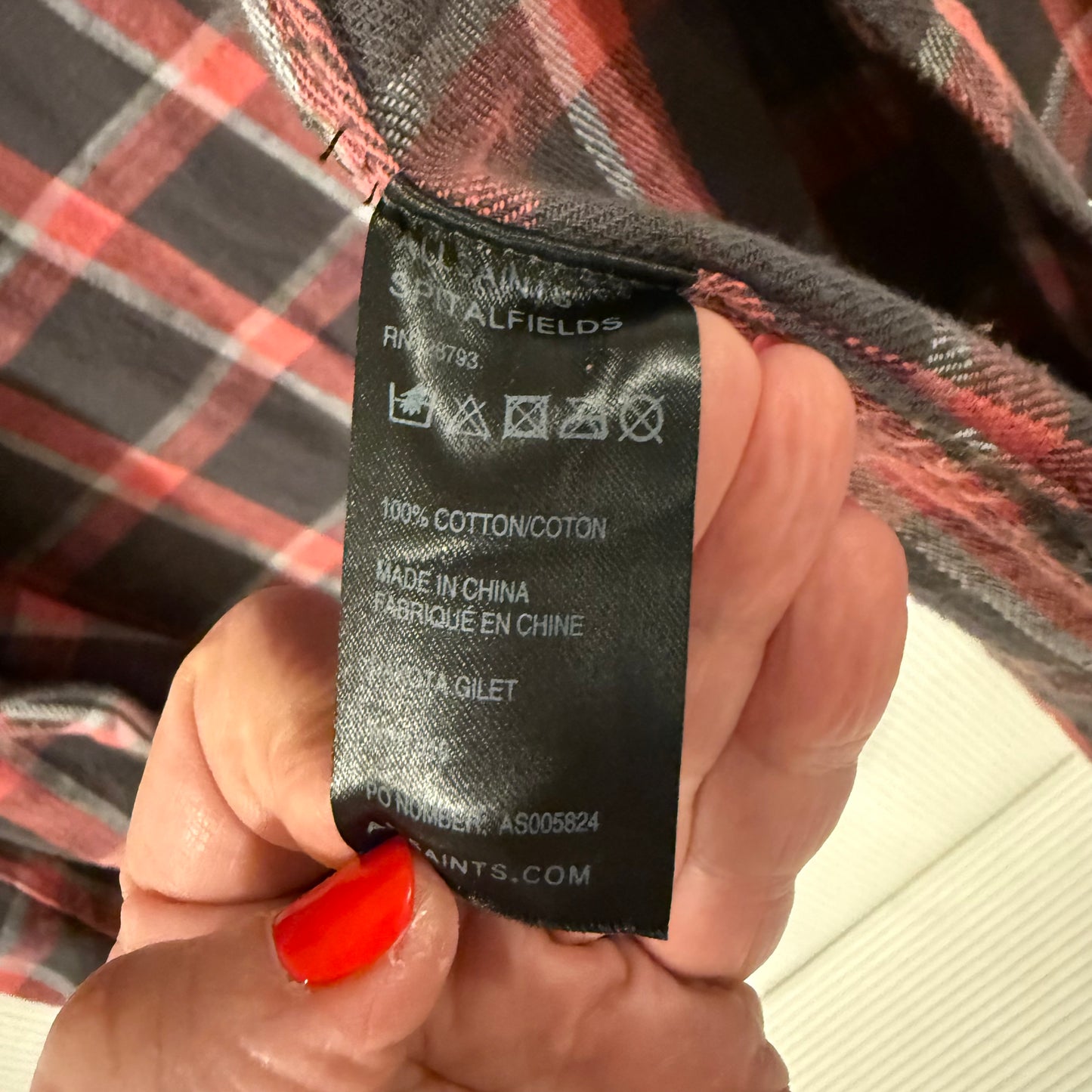 All Saints Spitalfields Flannel Sleeveless Button Down Size 10 European