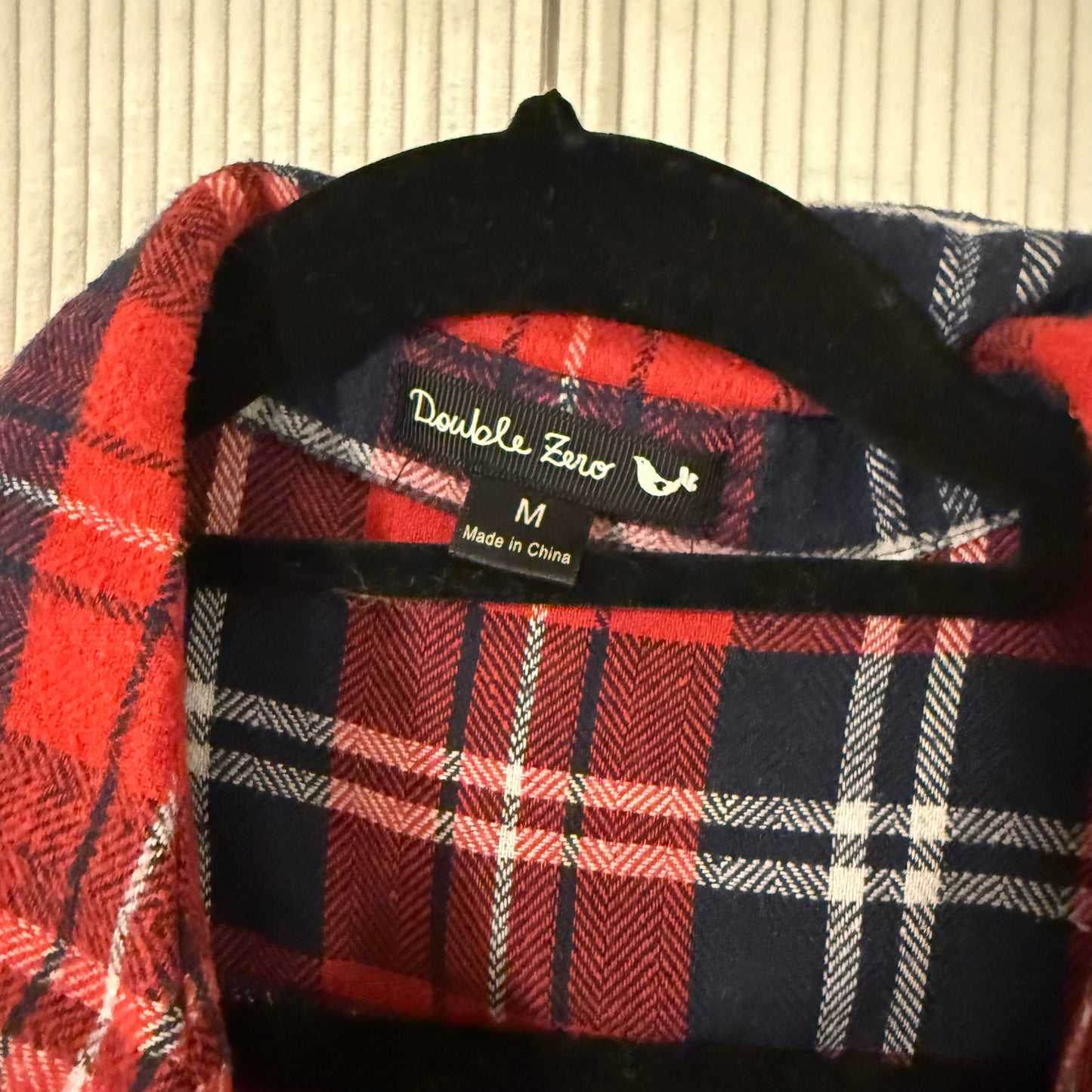 Double Zero Cotton Flannel Cropped Plaid Shirt Size Medium