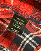 Double Zero Cotton Flannel Cropped Plaid Shirt Size Medium