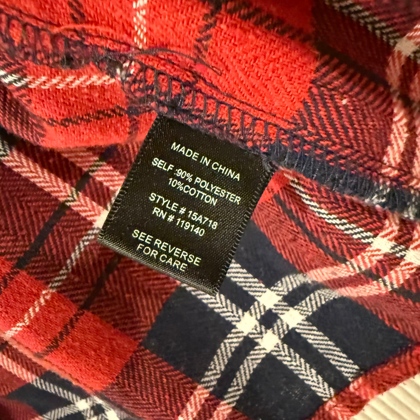 Double Zero Cotton Flannel Cropped Plaid Shirt Size Medium