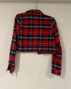 Double Zero Cotton Flannel Cropped Plaid Shirt Size Medium