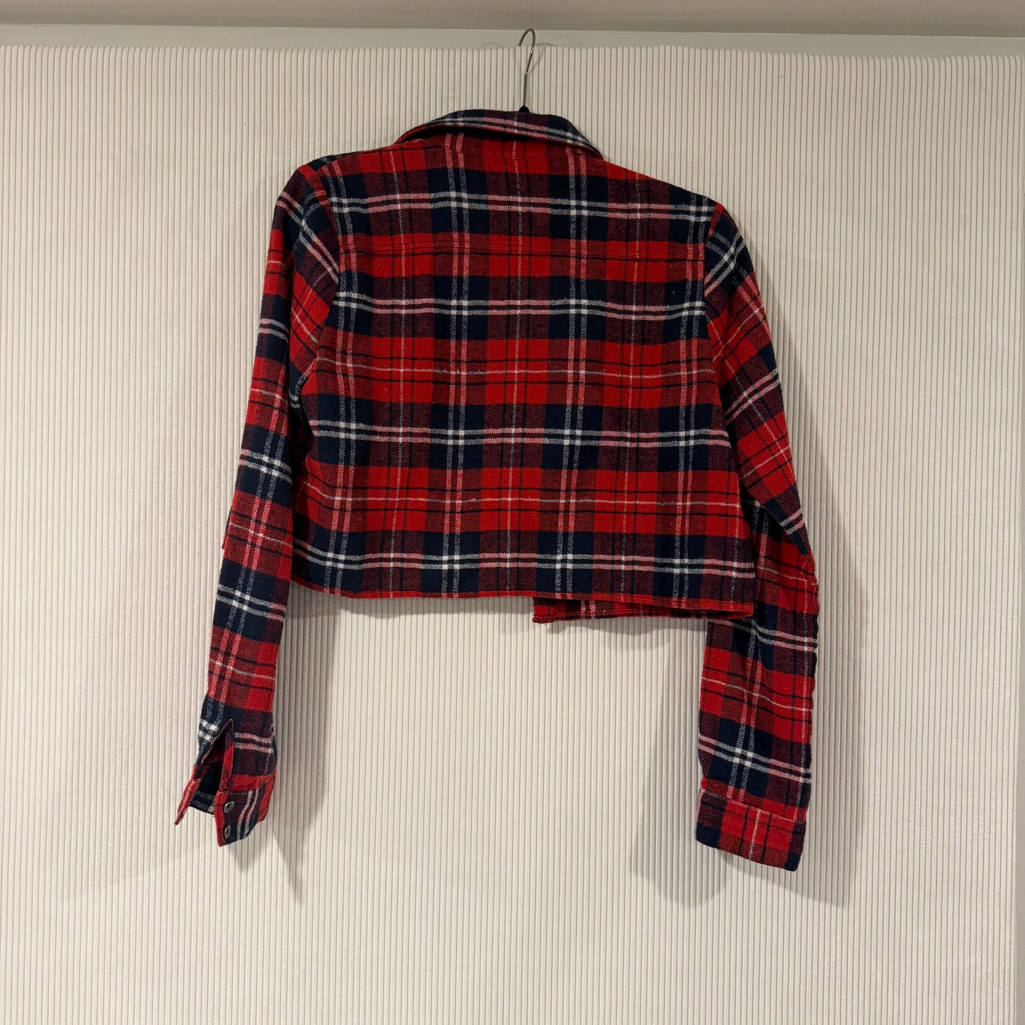 Double Zero Cotton Flannel Cropped Plaid Shirt Size Medium