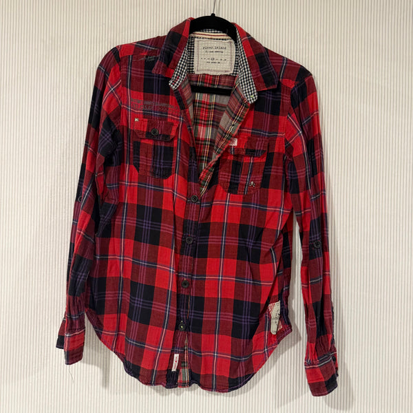 River island Cotton Red Flannel Shirt Size 12 (eur size 38)