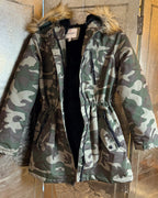 Urban Republic Girls Camo Parka Jacket with Faux Fur Trim Size 14/16