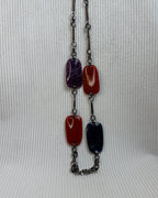 Chunky Multicolor Resin and Metal Chain Necklace