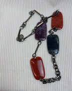 Chunky Multicolor Resin and Metal Chain Necklace