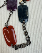 Chunky Multicolor Resin and Metal Chain Necklace