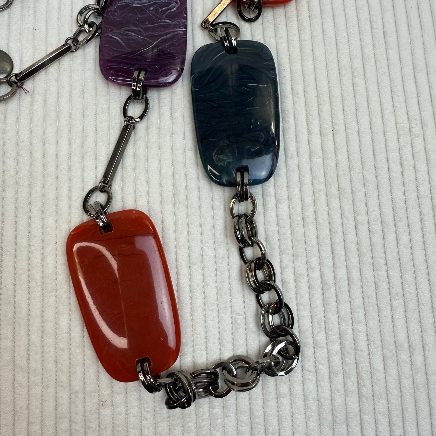 Chunky Multicolor Resin and Metal Chain Necklace