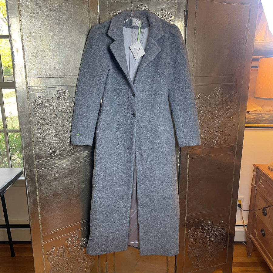Dudley Stephens Millbank Sherpa Fleece Gray Long Coat Size L - front view