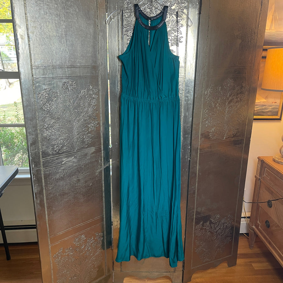 Alice & Trixie Teal Halter Maxi Dress Size S - front view