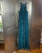 Alice & Trixie Blue Snake Print Halter Maxi Dress Size M - front view