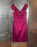 Karen Millen Satin Pencil Dress Size UK 10 (US 6) - front view
