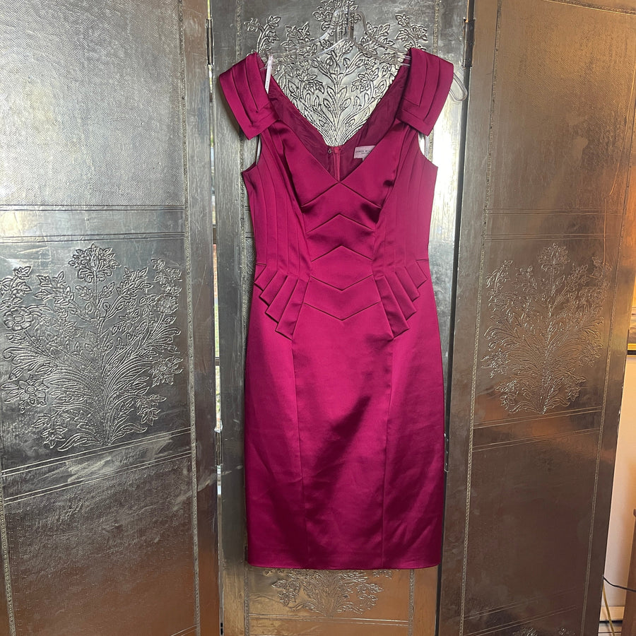 Karen Millen Satin Pencil Dress Size UK 10 (US 6) - front view