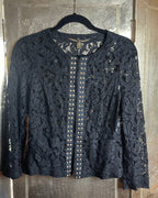 Basler Black Lace Studded Zip Jacket - back view