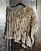 Love Token Knitted Rabbit Fur Poncho - front view