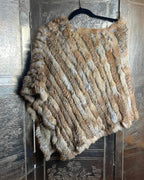 Love Token Knitted Rabbit Fur Poncho - detail view 5