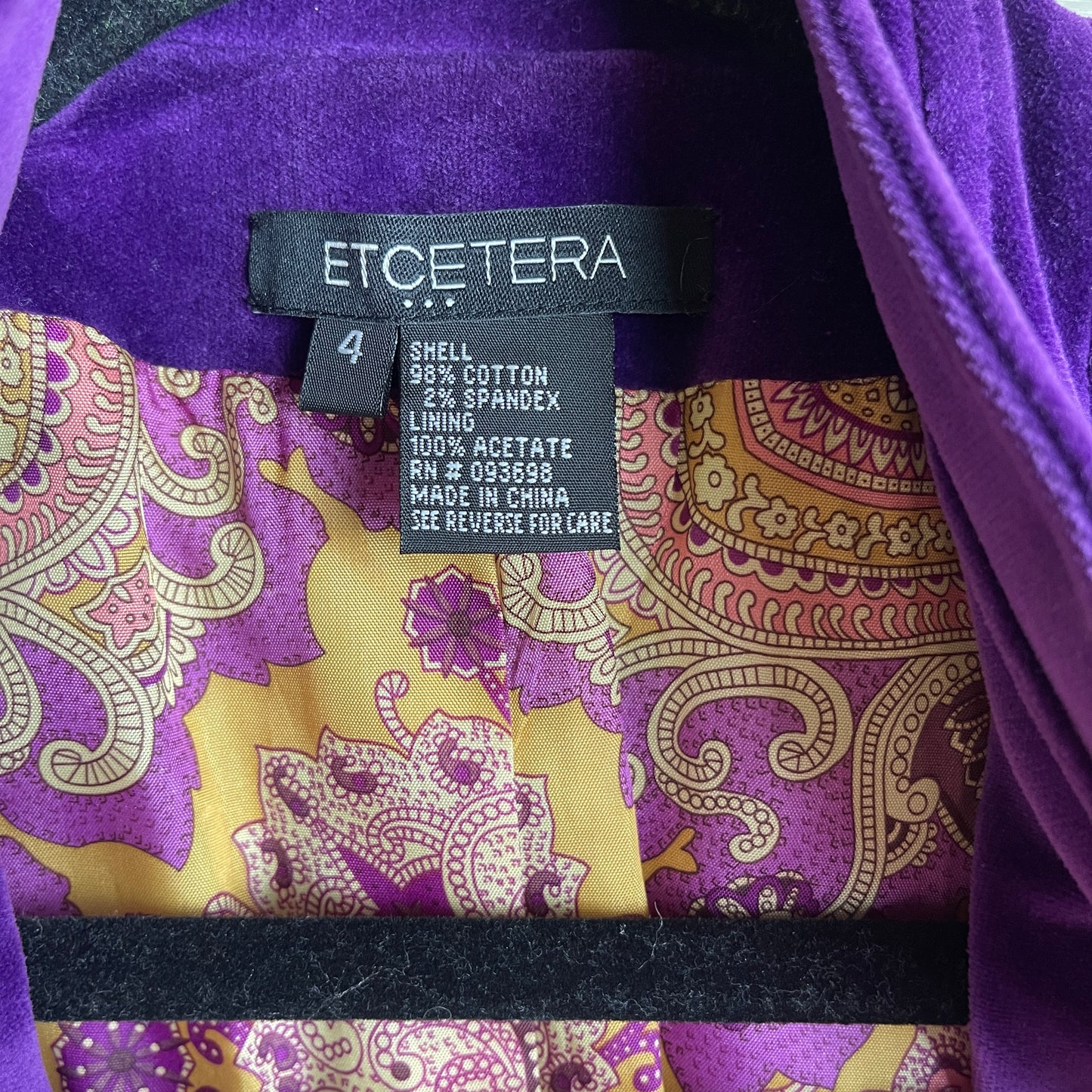 Etcetera Women's Purple Velvet Jacket