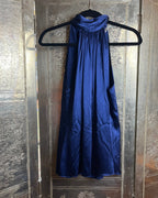 Ramy Brook Blue Silk Satin Halter Top Size M - back view