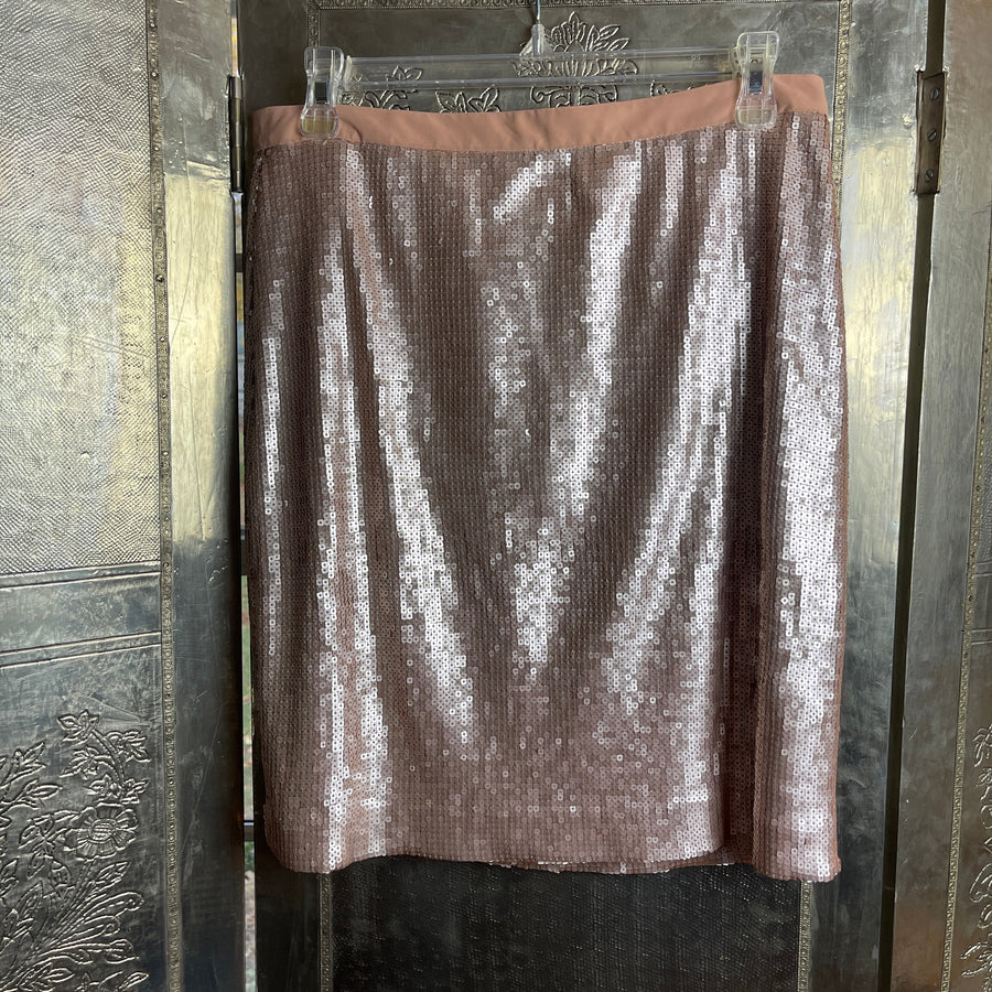 Calvin Klein Rose Gold Sequin Pencil Skirt Size 4 - front view