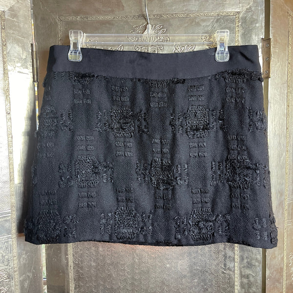 Milly Textured Black Mini Skirt Size 8 - front view