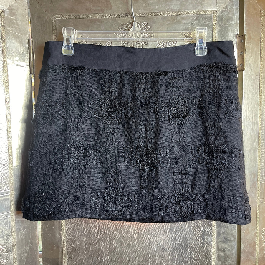 Milly Textured Black Mini Skirt Size 8 - front view