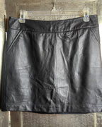 Trina Turk Black Leather Mini Skirt Size 8 - front view