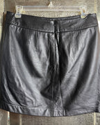 Trina Turk Black Leather Mini Skirt Size 8 - back view