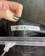 Trina Turk Black Leather Mini Skirt Size 8 - clothing tag photo