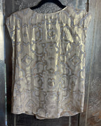Alice & Trixie Metallic Gold Sleeveless Silk Blouse Size S - clothing tag photo