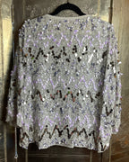 Calypso St. Barth Grey Sequin Boat Neck Top Size M - detail view 5