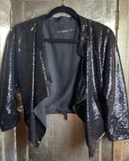 Ark & Co Black Sequin Open-Front Blazer Size S - front view