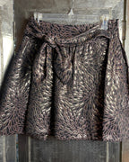 Zara Multicolor Metallic Pleated Tie-Waist Brocade Mini Skirt - front view